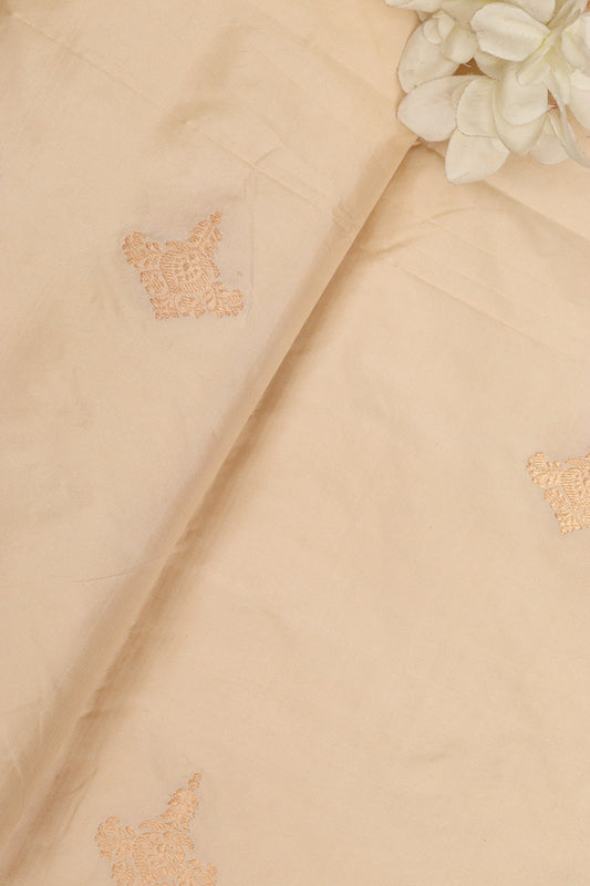 Exquisite Pastel Banarasi Handloom Katan Silk Fabric ( 1 Mtr  )