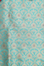 Blue Banarasi Pure Katan Silk Fabric - Luxurious Elegance ( 1 Mtr ) - Luxurion World