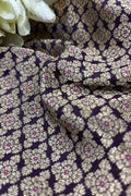 Maroon Banarasi Handloom Pure Katan Silk Fabric