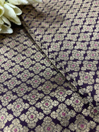 Maroon Banarasi Handloom Pure Katan Silk Fabric