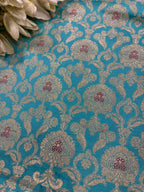 Blue Banarasi Katan Silk Fabric — Luxurious Elegance, Festive & Bridal ( 1 Mtr )
