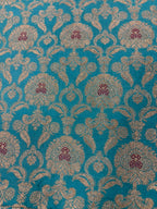 Blue Banarasi Katan Silk Fabric — Luxurious Elegance, Festive & Bridal ( 1 Mtr )