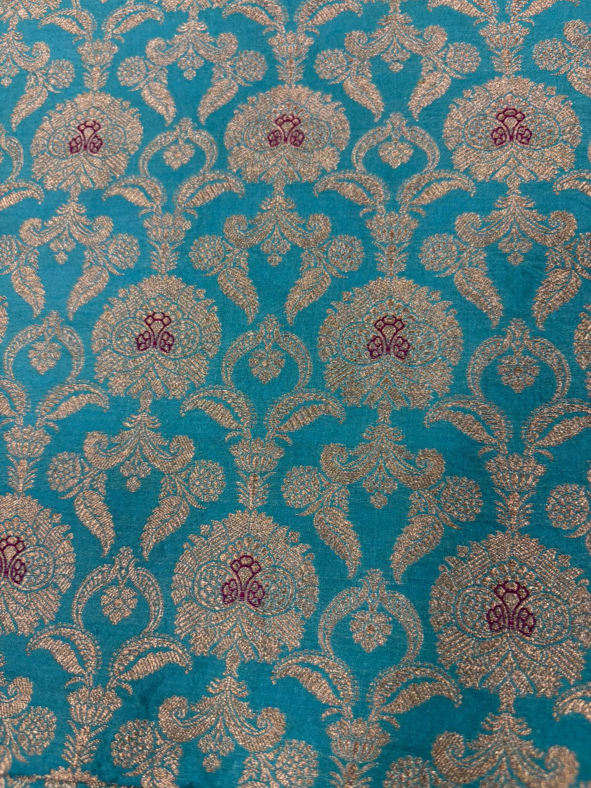 Blue Banarasi Katan Silk Fabric — Luxurious Elegance, Festive & Bridal ( 1 Mtr )
