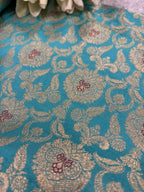 Blue Banarasi Katan Silk Fabric — Luxurious Elegance, Festive & Bridal ( 1 Mtr )