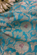 Blue Banarasi Katan Silk Fabric — Luxurious Elegance, Festive & Bridal ( 1 Mtr )