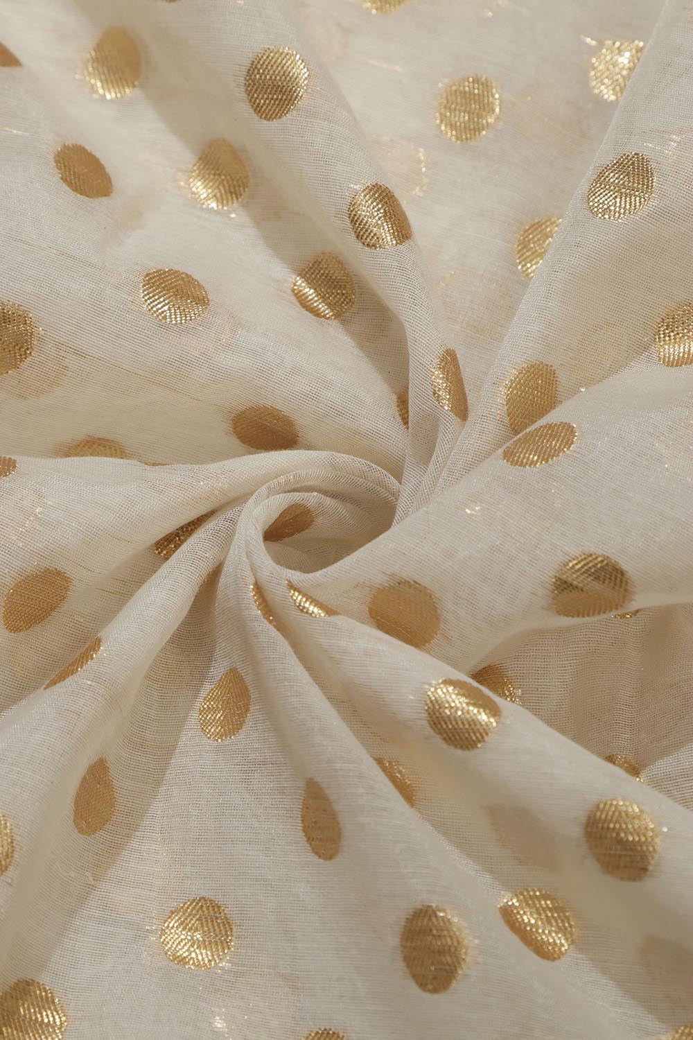 Dyeable Banarasi Chanderi Silk Polka Dots Fabric (1 mtr) - Luxurion World