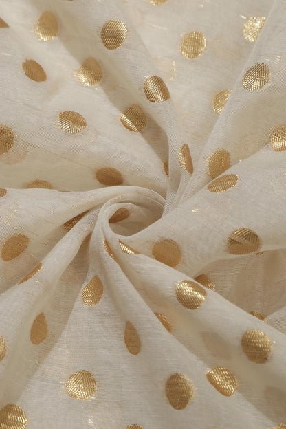 Dyeable Banarasi Chanderi Silk Polka Dots Fabric (1 mtr) - Luxurion World