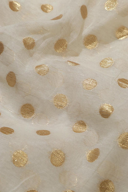 Dyeable Banarasi Chanderi Silk Polka Dots Fabric (1 mtr) - Luxurion World