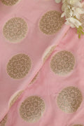 Beautiful Pink Banarasi Silk Fabric ( 1 Mtr ) - Luxurion World