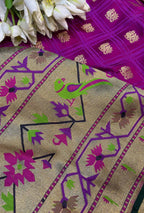Purple Banarasi Silk Paithani Big Border Fabric ( 2.5Mtr ) - Luxurion World