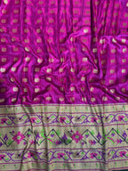 Purple Banarasi Silk Paithani Big Border Fabric ( 2.5Mtr ) - Luxurion World