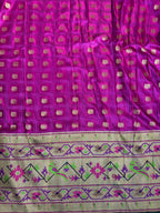 Purple Banarasi Silk Paithani Big Border Fabric ( 2.5Mtr ) - Luxurion World