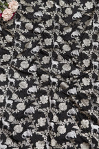 Exquisite Black Banarasi Silk Shikargah Animal And Flower Design Fabric - Luxurion World