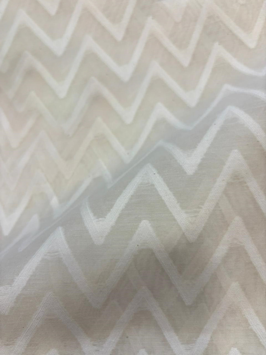 Dyeable Pure Cotton Handloom Banarasi Zig Zag Design Fabric ( 1 Mtr ) - Luxurion World