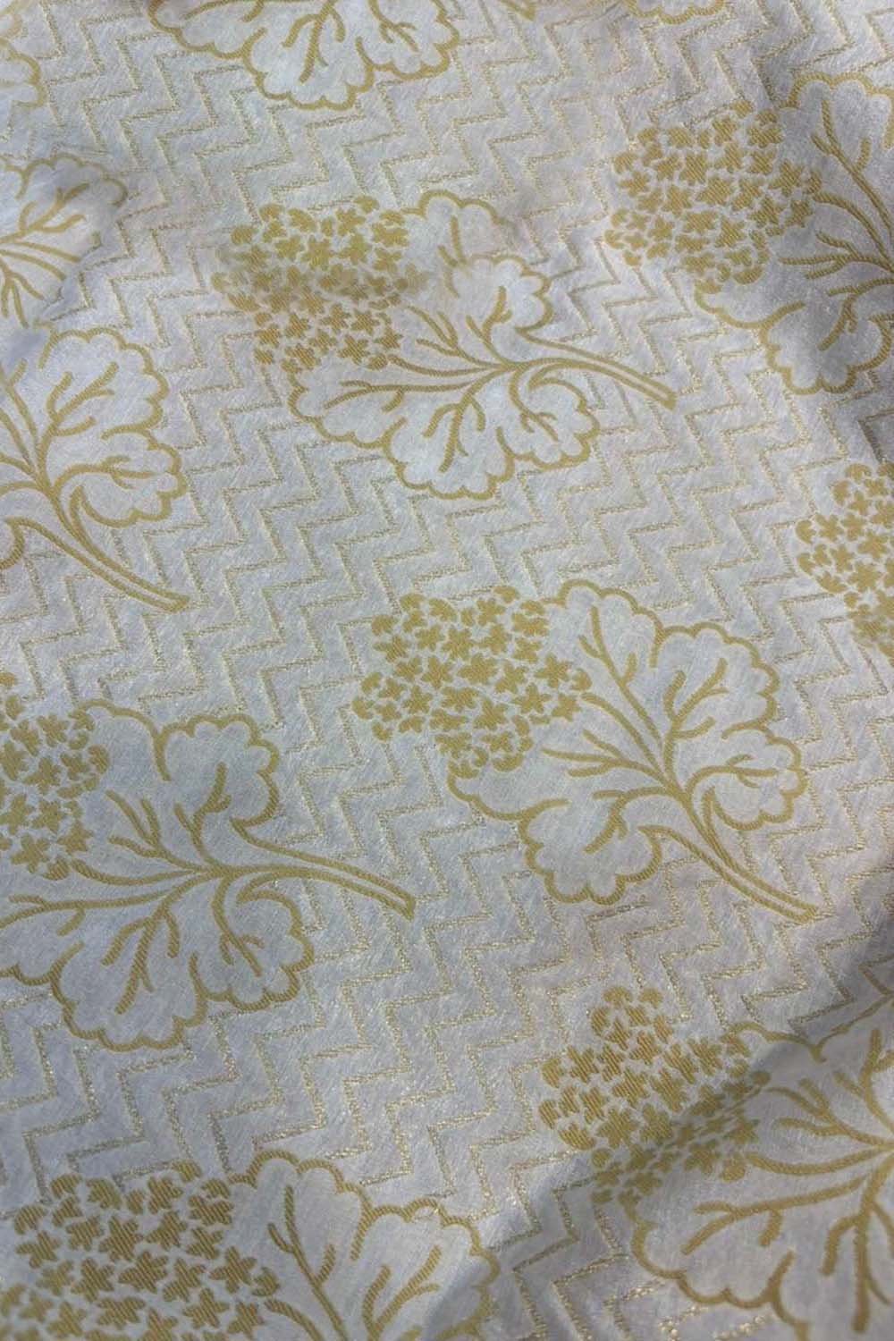 Dyeable Pure Cotton Handloom Banarasi Flower Design Fabric ( 1 Mtr ) - Luxurion World