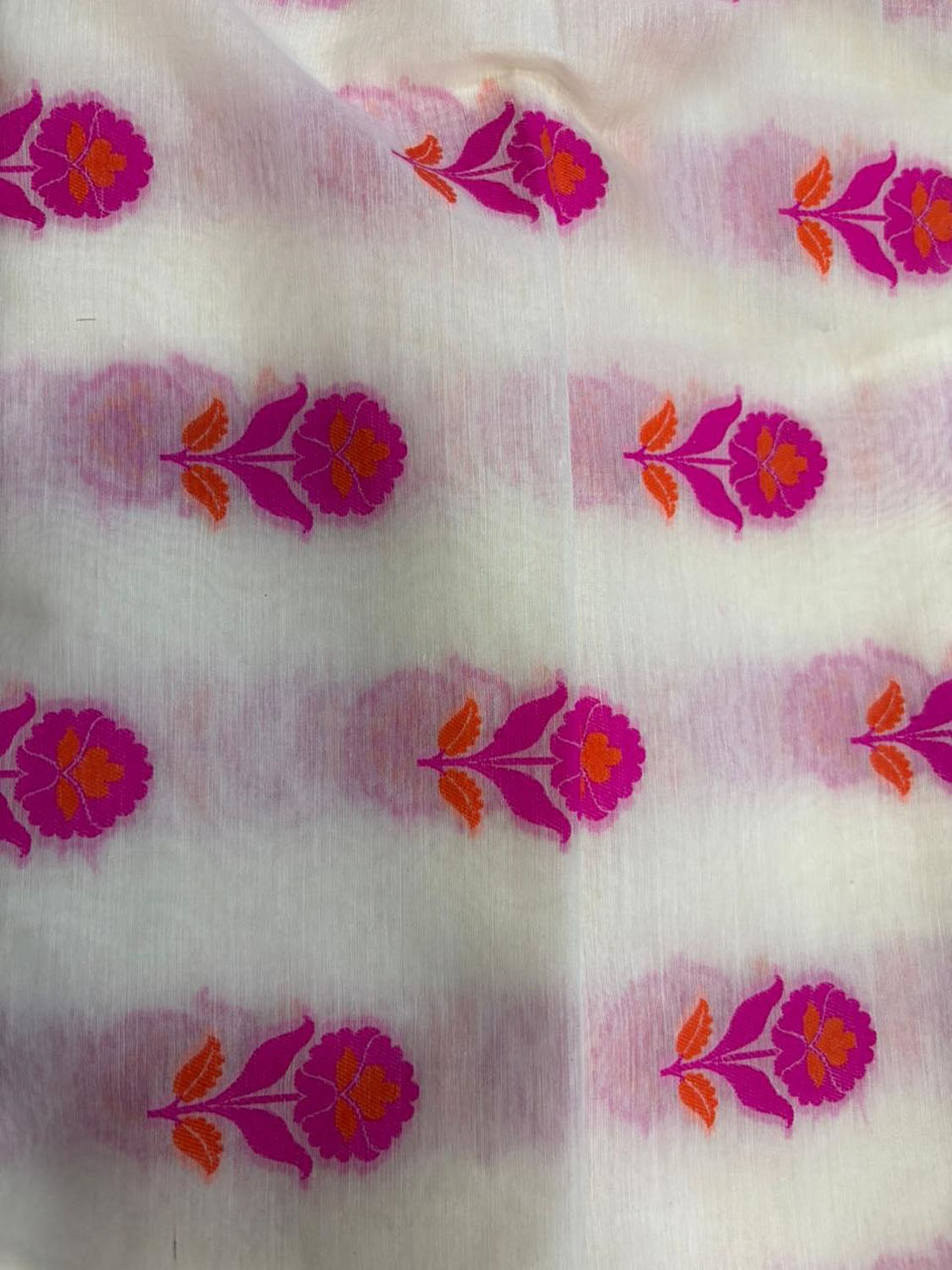 Dyeable Pure Cotton Handloom Banarasi Meenakari Flower Design Fabric ( 1 Mtr ) - Luxurion World
