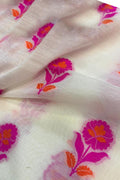 Dyeable Pure Cotton Handloom Banarasi Meenakari Flower Design Fabric ( 1 Mtr ) - Luxurion World