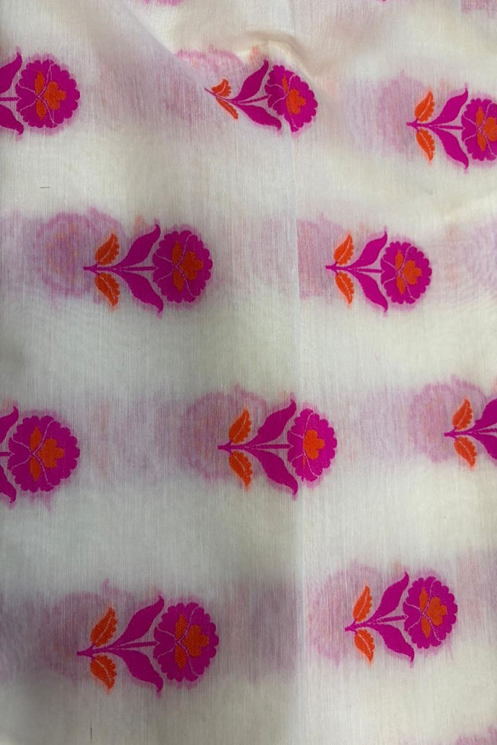 Dyeable Pure Cotton Handloom Banarasi Meenakari Flower Design Fabric ( 1 Mtr ) - Luxurion World