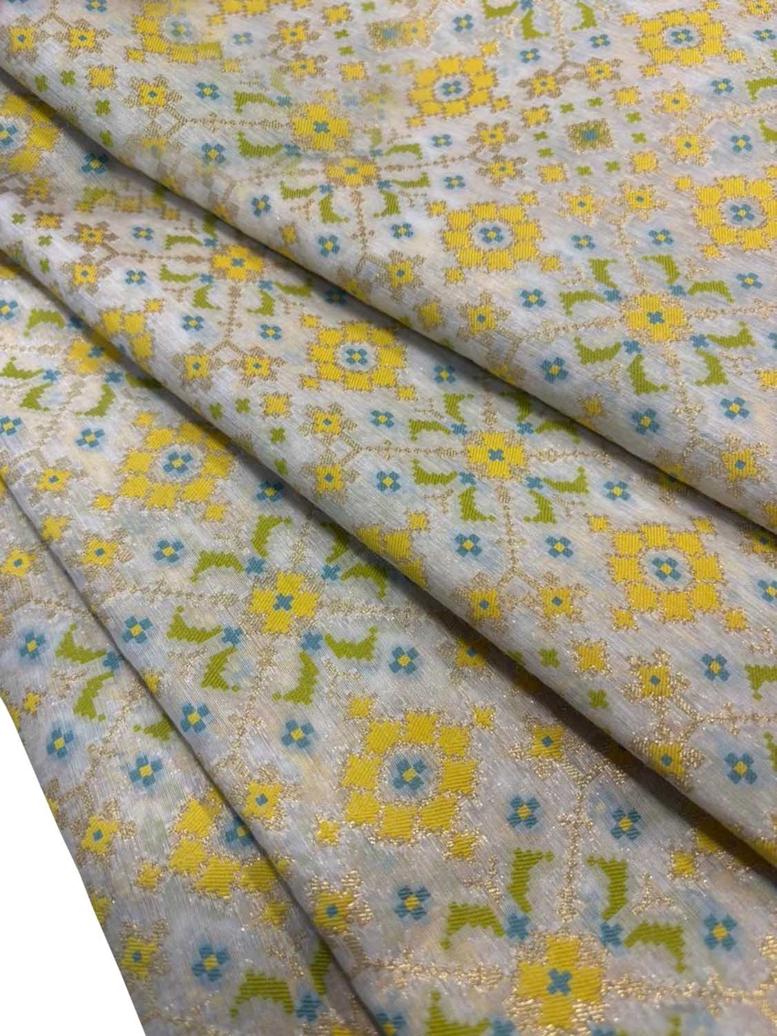 Dyeable Pure Cotton Handloom Banarasi Patola Design Meenakari Fabric ( 1 Mtr ) - Luxurion World