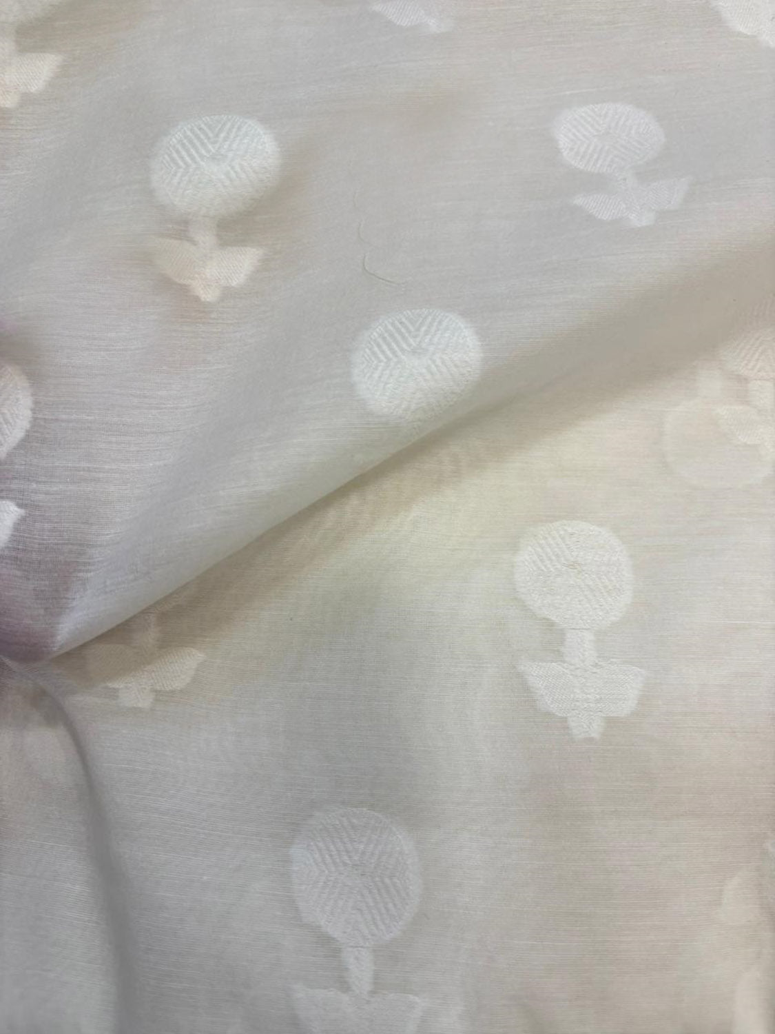Dyeable Pure Cotton Handloom Banarasi Fabric ( 1 Mtr ) - Luxurion World