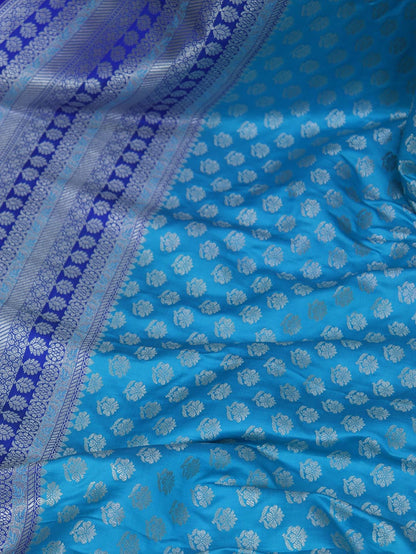 Blue Banarasi Silk Fabric ( 0.75 Mtr ) - Luxurion World