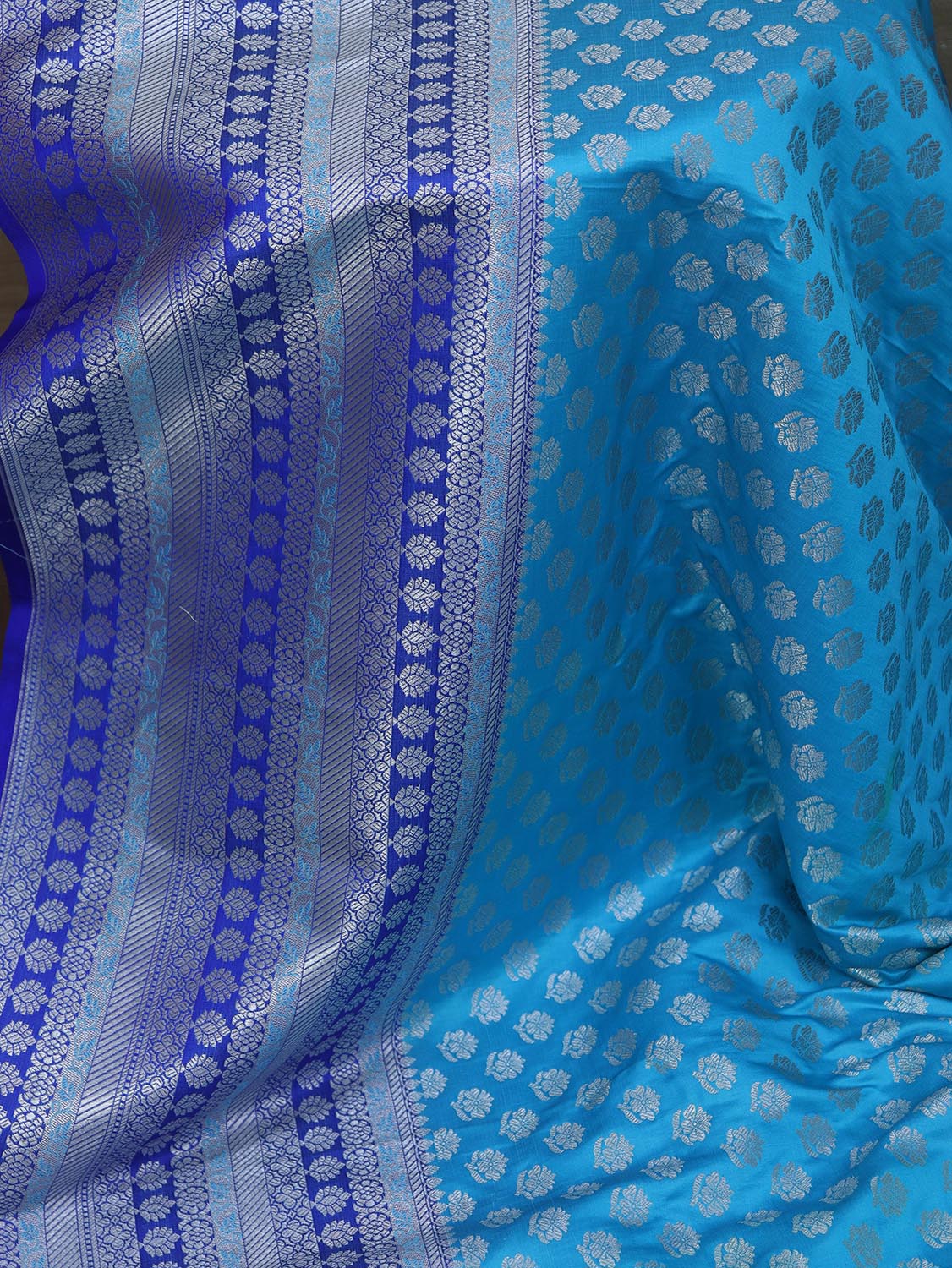 Blue Banarasi Silk Fabric ( 0.75 Mtr ) - Luxurion World