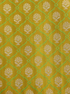 Green Banarasi Silk Fabric ( 1 Mtr ) - Luxurion World