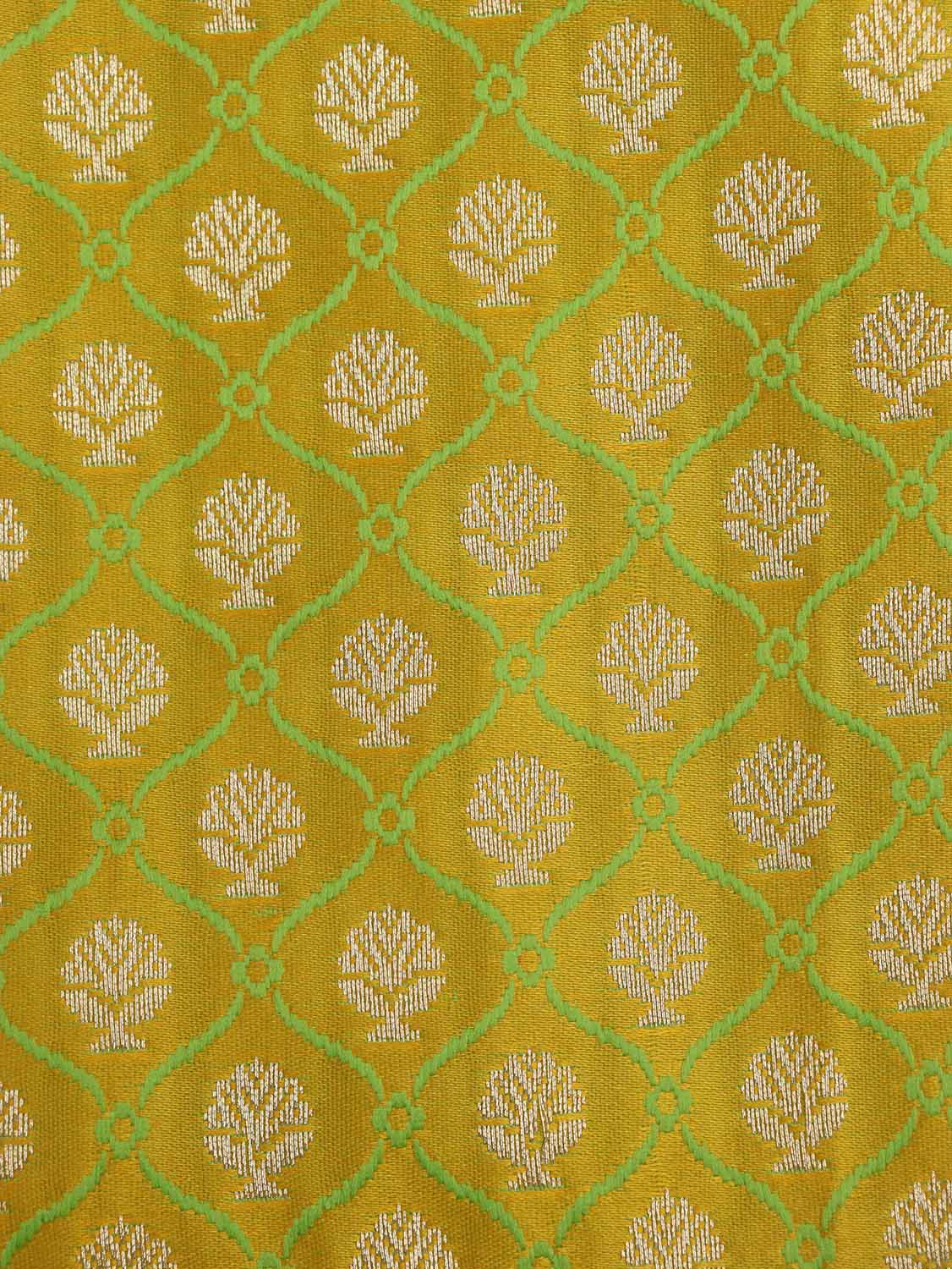 Green Banarasi Silk Fabric ( 1 Mtr ) - Luxurion World