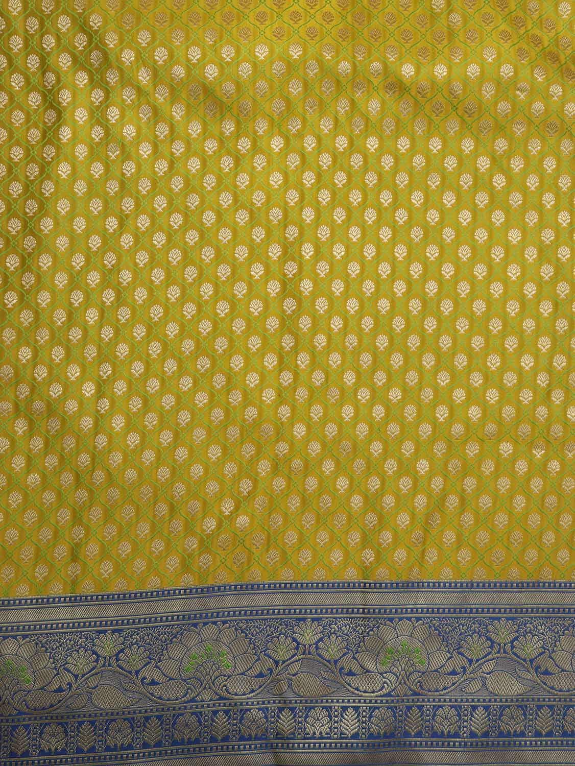 Green Banarasi Silk Fabric ( 1 Mtr ) - Luxurion World