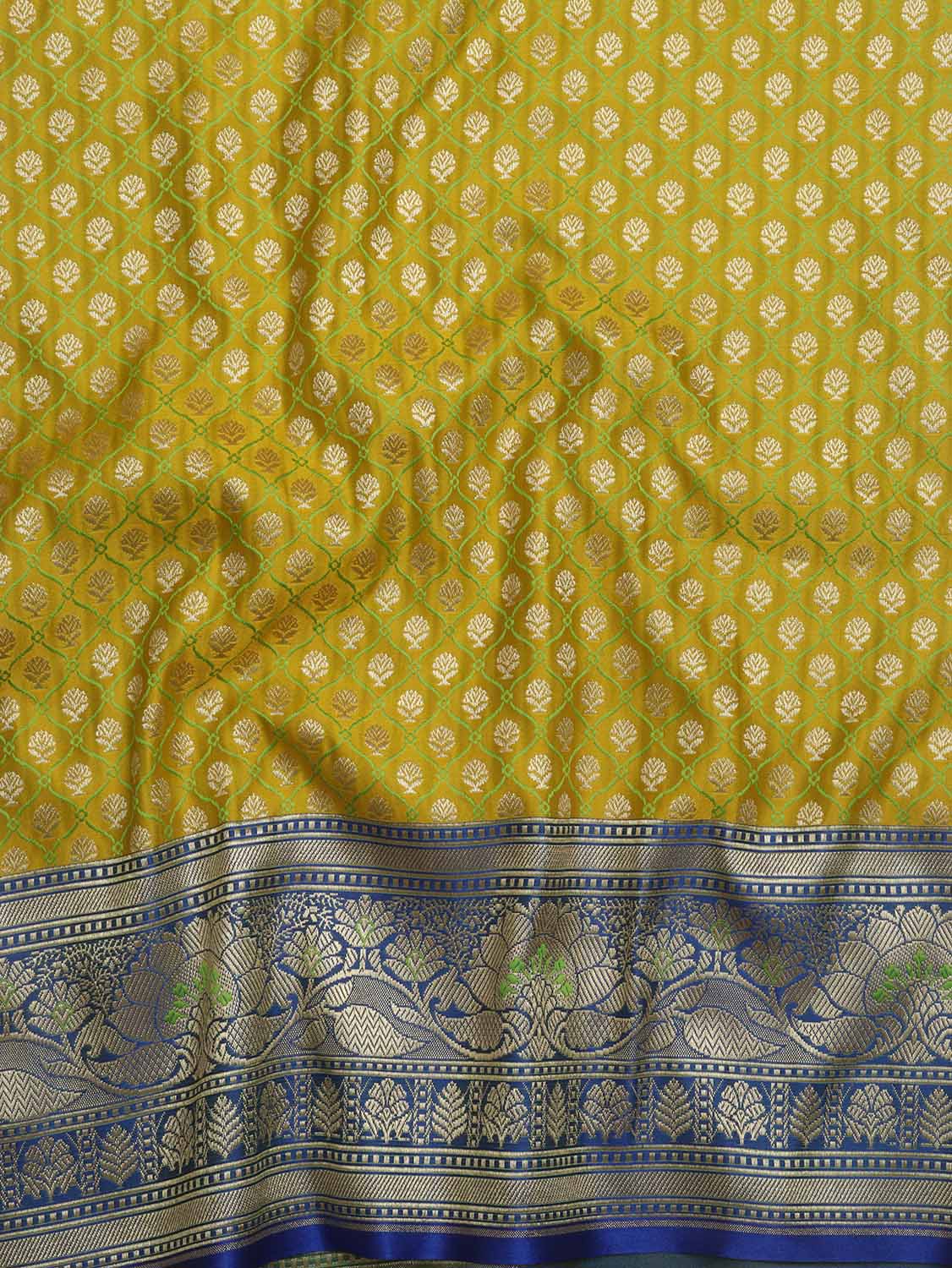 Green Banarasi Silk Fabric ( 1 Mtr ) - Luxurion World