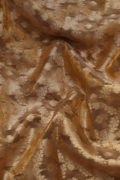 Dyeable Banarasi Pure Tissue Silk Fabric ( 1 Mtr ) - Luxurion World