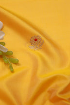 Yellow Banarasi Pure Katan Silk Booti Design Fabric ( 1 Mtr ) - Luxurion World
