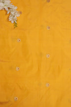 Yellow Banarasi Pure Katan Silk Booti Design Fabric ( 1 Mtr ) - Luxurion World