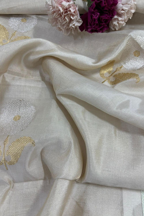 Dyeable Handloom Banarasi Tissue Katan Silk Fabric ( 1 Mtr ) - Luxurion World