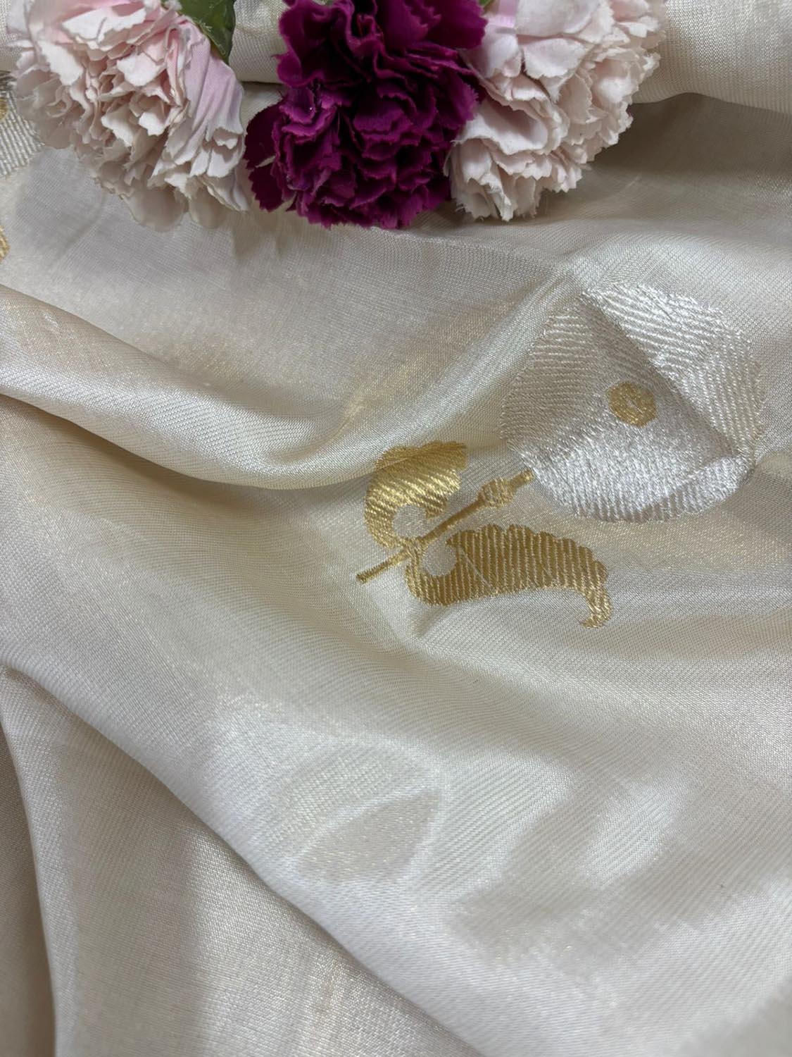 Dyeable Handloom Banarasi Tissue Katan Silk Fabric ( 1 Mtr ) - Luxurion World