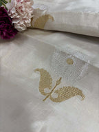 Dyeable Handloom Banarasi Tissue Katan Silk Fabric ( 1 Mtr ) - Luxurion World