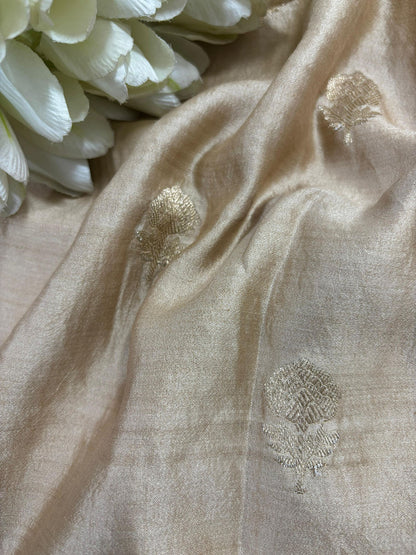 Exquisite Pastel Banarasi Handloom Chiniya Silk Fabric ( 2.5 Mtr ) - Luxurion World