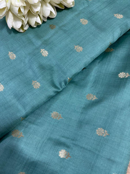 Elegant Green Banarasi Handloom Chiniya Silk Fabric ( 2.5Mtr ) - Luxurion World