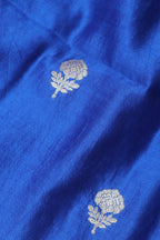Elegant Blue Banarasi Handloom Chiniya Silk Fabric ( 2.5 Mtr ) - Luxurion World