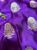 Exquisite Purple Banarasi Handloom Pure Katan Silk Fabric ( 2.5 Mtr ) - Luxurion World