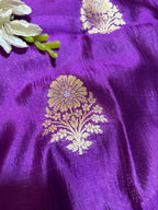 Exquisite Purple Banarasi Handloom Pure Katan Silk Fabric ( 2.5 Mtr ) - Luxurion World