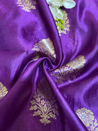 Exquisite Purple Banarasi Handloom Pure Katan Silk Fabric ( 2.5 Mtr ) - Luxurion World