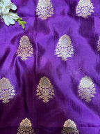 Exquisite Purple Banarasi Handloom Pure Katan Silk Fabric ( 2.5 Mtr ) - Luxurion World