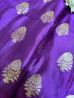 Exquisite Purple Banarasi Handloom Pure Katan Silk Fabric ( 2.5 Mtr ) - Luxurion World