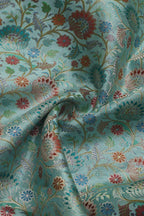 Blue Banarasi Pure Silk Fabric ( 1 Mtr ) - Luxurion World