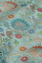 Blue Banarasi Pure Silk Fabric ( 1 Mtr ) - Luxurion World