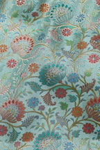 Blue Banarasi Pure Silk Fabric ( 1 Mtr ) - Luxurion World