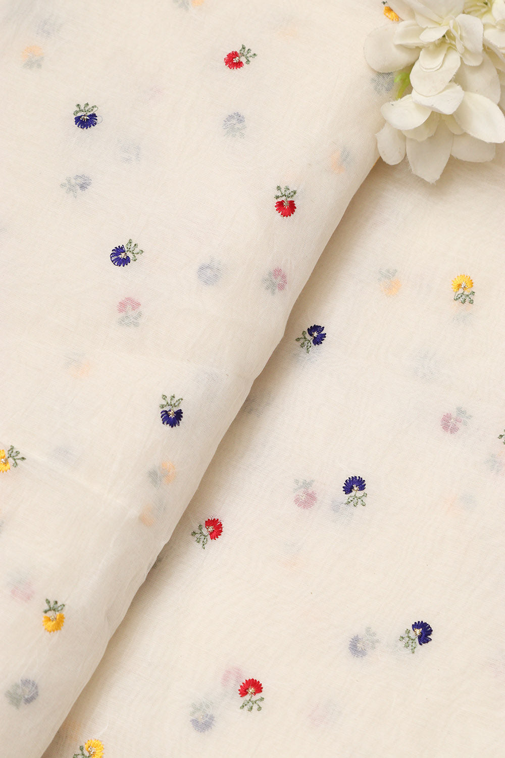 Dyeable Banarasi Handloom Mul Cotton Fabric ( 1 Mtr ) - Luxurion World