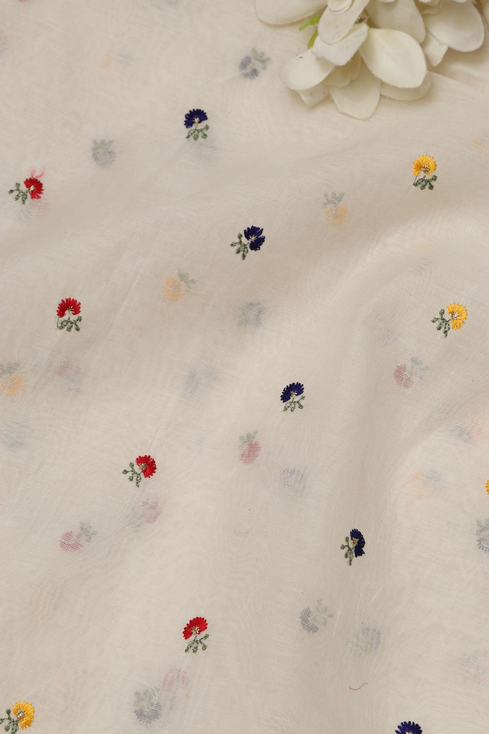 Dyeable Banarasi Handloom Mul Cotton Fabric ( 1 Mtr ) - Luxurion World