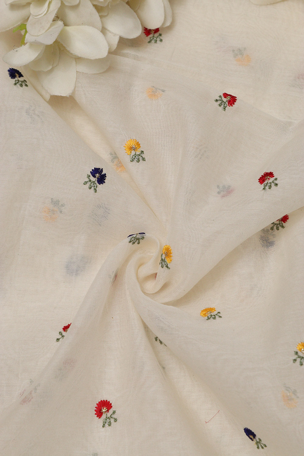 Dyeable Banarasi Handloom Mul Cotton Fabric ( 1 Mtr ) - Luxurion World